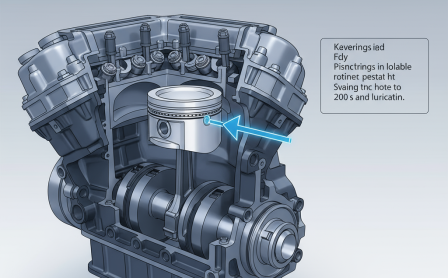 Piston rings are located on the engine piston to ensure sealing and lubrication.